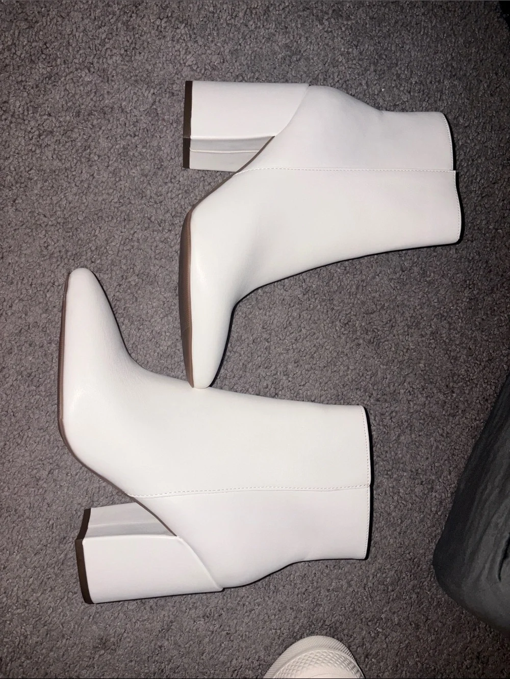 White Women's Block Heel Ankle Boots